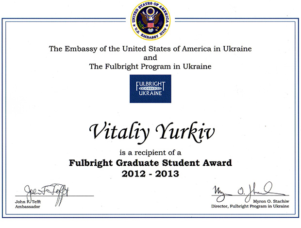 Fulbright Grant Award Certificate